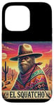 Coque pour iPhone 14 Pro Max El Squatcho Bigfoot Cowboy Sunset Funny Western Sasquatch