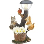 LED solcellslampa kanin katt djur skulptur harts staty lampa trädgårdsdekoration