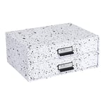 Bigso Box of Sweden boîte à tiroir pour documents et fournitures de bureau – organiseur de bureau à deux tiroirs – système de rangement en panneau de fibres et papier – noir moucheté