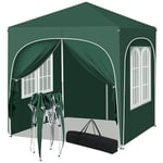 WOLTU Tonnelle de Jardin, Pergola, Barnum, Tonnelle Pliante 2x2m avec 4 Parois Latérales, Gazebo, Hauteur Réglable, Imperméable, Protection de UV, avec Sac de Transport, Vert