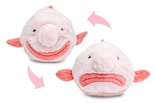 Uni-Toys - Blobfish - Flip Peluche, Peluche Reversible - 29 cm (Longueur) - Poisson en Peluche - Doudou, Rose, Rose Clair, Noir