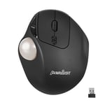 Perixx PERIMICE-717WHB Wireless Trackball Mouse, Build-in 1.34 Inch Glossy Trackball with Pointing Feature - 5 Programmable Buttons - Black Body - White Ball