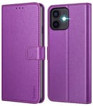 Ganbary Coque pour iPhone 12 / iPhone 12 Pro, [Housse en Cuir PU Premium] [Etui à Rabat] [Pochette de Portefeuille], Étui de Protection pour iPhone 12 / iPhone 12 Pro - Violet