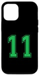 Coque pour iPhone 15 Vert Numéro 11 Équipe Junior Sports Uniforme Numéroté