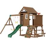 VEVOR Wooden Swing Set 9 IN 1 Outdoor Playground Sets 6 FT Slide Upper Fort