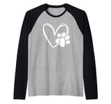 Dog Paw Heart Baby Dogs - Dog Paws Hearts Dog Paw Print Raglan Baseball Tee