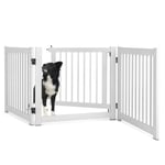 COSTWAY Barrière de Sécurité Pliable en Pin pour Animaux avec 3 Panneaux, 210 x 61 CM, Barrière Modulable pour Chien avec Porte