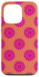 iPhone 13 Pro Pink and Orange Daisy Pattern Cute Aesthetic Retro 70s 80s Case