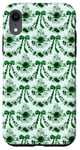 Coque pour iPhone XR Coquette Vert forêt Fleurs et nœuds Motif floral