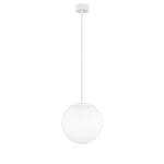 Sotto Luce Tsuki lampe suspension boule à 1 lumière - verre opale mat/blanc - câble textile blanc de 1,5 m - rosace de plafond blanche - 1 x E27 - ø 25 cm