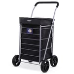 Hoppa Lightweight 4 Wheel Premium Folding Shopping Trolley Cart Luggage Black