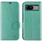 OCASE Coque pour Google Pixel 8a, Antichoc TPU Housse Google 8a Cuir PU Portefeuille [RFID Blocage] [Fentes pour Cartes] [Fermoir Magnétique] [Béquille] Etui Protection pour Pixel 8a - Vert Pomme