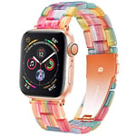 Miimall Compatible avec Apple Watch Série 1/2/3/4/5/6/SE 40mm 38mm Bracelet de Montre en Résine Métal Plié Fermoir Liens Bande de Remplacement pour iWatch 1/2/3/4/5/6/SE 40mm 38mm -Coloré