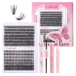 Fadlash Kit Extension Cils 0.07 D Cornée 12-18mm 40D+50D Faux Cils Cluster Cils Kit Individuels DIY de Cils Avec Bond And Seal,Dissolvant pour Colle Cils,Pince A Epiler Faux Cils Réutilisables