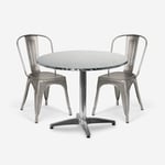 ensemble table ronde 70cm acier 2 chaises vintage style design taerium