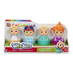 Cocomelon Weebles 4 Figure Pack, chunky moulded figures, JJ, moonbug, preschool imaginative play, blue