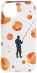 Coque pour iPhone 14 Plus Orange Aquarelle Polka Dots Fishing Pattern Art Print