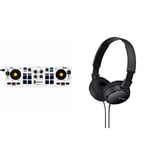 Hercules DJControl Mix – Bluetooth Wireless DJ Controller for Smartphones – 2 Decks & Sony MDR-ZX110 Overhead Headphones - Black, BASIC