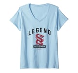 Womens Bruce Lee Legend The Little Dragon Logo V-Neck T-Shirt