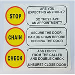 1 x Stop Chain Check External Stickers Door Home Warning Notice Cold Call