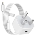 iPhone Charger Fast Charge, 20W Fast iPhone Charger Plug and Cable 2M [Apple MFi Certified], iPhone Charger Cable and USB C Fast Charger Plug Power Adapter for iPhone 14 13 12 11 Pro Max/Mini/XS/SE/8