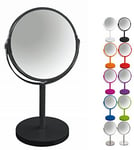 Spirella Miroir de maquillage à poser Miroir de beauté Miroir cosmétiques double face Miroir de courtoisie pivotant „Sydney“ grossissement x2 – Noir