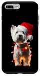 Coque pour iPhone 7 Plus/8 Plus Chapeau de Père Noël West Highland White Terrier avec lumières pour chien