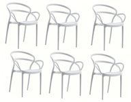 Trousse 6 Chaises Polypropylène BAR Restaurant Interne Extérieur Jardin Blanc