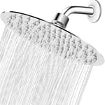 Tete de Douche Inox, Pommeau de Douche Inox, Yapwiki Tete de Douche Pluie Ronde 30CM, Tete Pluie Universelle Filetage 1/2 Pouce, Rotatif 360°, Inclinable 30°, Facile à Installer et à Nettoyer