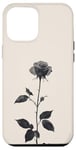 Coque pour iPhone 12 Pro Max Rose Minimalisme Dessin à l'encre Art floral Esthétique