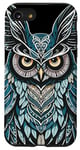 Coque pour iPhone SE (2020) / 7 / 8 Illustration de chouette bleue originale Boho Nouveau Art