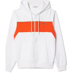 Sweat-shirt Lacoste  SWEATSHIRT ZIPPÉ À CAPUCHE COLOR-BLOCK  BLANC ET ORAN