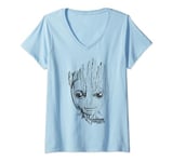 Marvel Guardians Vol. 2 Groot Lines Face T-Shirt avec Col en V