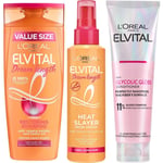 L'Oréal Paris Elvital Trio Shampoo 400ml, Conditioner 300ml & Heat Slayer 150 ml - 850