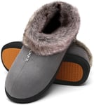 Mishansha Chaussons Femme Hiver Pantoufles Femme Hiver Chaud Confortable Charentaises Femme Fourré Slippers Femme Gris,Gr.40 EU