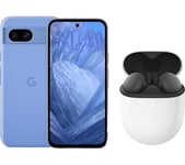 Google Pixel 8a (128 GB, Bay) & Pixel Buds A-Series Wireless Bluetooth Earphones (Charcoal) Bundle, Blue