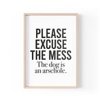 Tongue in Peach Funny Quote Print | Home Prints | The Dog Is An Ars*hole | Aesthetic Wall Art Funny Family Pet Quote A4 A3 A5 *FRAME NOT INCLUDED* - PBH123