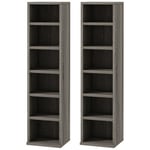 HOMCOM Lot de 2 étagères colonnes Armoire de Rangement CD-DVD 6 + 6 Compartiments 21 x 22,5 x 88,5 cm capacité Max. 204 CD Gris foncé