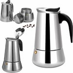 Forehill - Cafetière italienne 12 tasses en acier inoxydable compatible tous types de feux 12 tasses