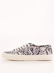 SUPERGA 2750 Print White Avorio - Navy Snake, Navy, Size 6, Women