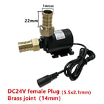 Pompe à eau à Joint en laiton,pompe à eau à Circulation d'eau à moteur solaire sans balais,submersible Ultra silencieux,DC 12V 24V,800L/H - Type 24V Female plug 14mm