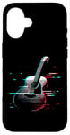 Coque pour iPhone 16 Glitch Guitare acoustique – Amateur de musique de guitare vintage