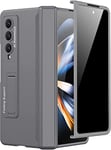 Miimall Compatible avec Coque Galaxy Z Fold 4, [Protection Écran Anti-Espion] [Support] Coque en PC Rigide avec Protection à Charnière pour Samsung Galaxy Z Fold 4 Case (Gris)