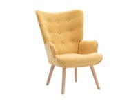 Fauteuil en tissu jaune moutarde VATELY