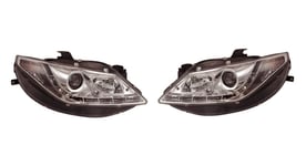 Set strålkastare lamplig for inkl DRL Seat Ibiza 6J 35dorrars 20082012 Krom