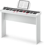 Clavier Électronique Piano 61 Touches, Indicateur Lumineux Guidance Designed For Beginners, With Detachable Piano Stand, Music Stand, Dk-10S Blanc