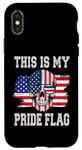 Coque pour iPhone X/XS This is my pride flag crâne drapeau américain pour homme et femme