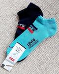 2 Pairs Genuine LEVI'S Cushioned Trainer LOW CUT SOCKS Black 9-11 43-46 lev5