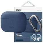 UNIQ-deksel for Nexo AirPods Pro 2 gen + ørekroker Silikonblå/Kaspisk blå