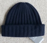 Genuine STETSON 100% Cashmere NAVY Beanie Hat Toque Top Quality Mens Adult